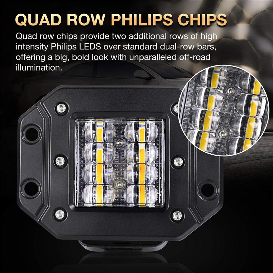 2x 48W Spot Flood Combo LED Work Light Car 4x4 Off-Road Flush Mount Bumper Lamps