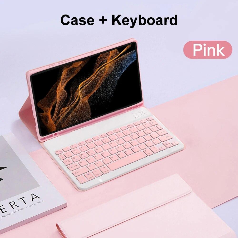 Bluetooth Keyboard Case for Samsung Galaxy Tab S8 Ultra 14.6 Inch 2022 12 Inch Tab A9 S9 Fe Leather Cover with S Pen Holder Tablet Case
