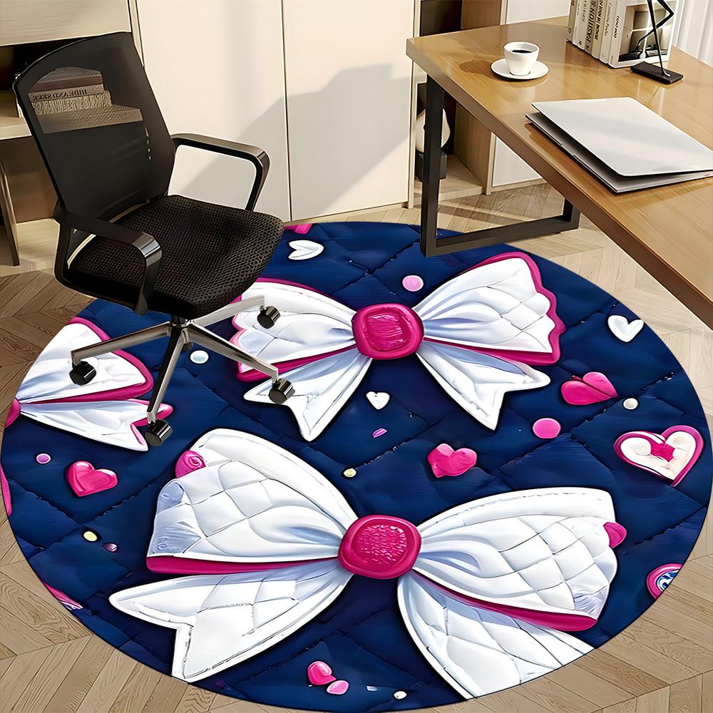 1pc Bowtie Heart Chair Carpet for Office, Indoor Non Slip Washable Polyester Fiber Carpet,