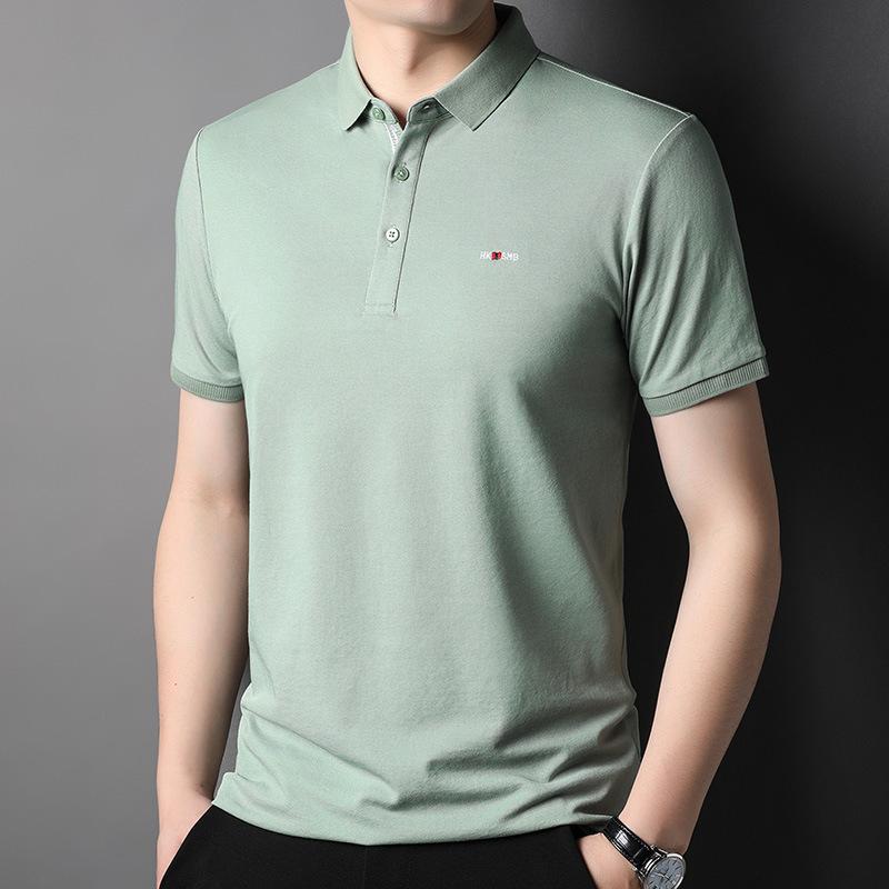 

Мужская рубашка поло с коротким рукавом, летние лацканы, деловая повседневная однотонная хлопковая футболка XL