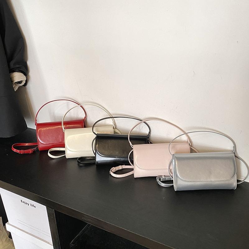Solid Color Bag Women's New Fashion Pu Casual Versatile Commuter Hand Bag Versatile Shoulder Messenger Bag