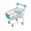 Small Metal Shopping Cart Toy Realistic Design Mini EasyRolling Casters Miniature