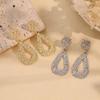 Minimalist Water Drop & Trapezoid Square Earrings - Retro Studs for Women