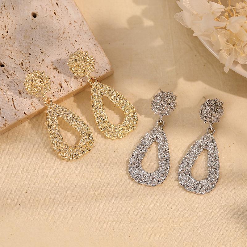 Minimalist Water Drop & Trapezoid Square Earrings - Retro Studs for Women