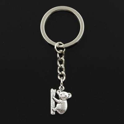 Moda 30mm Anahtarlık Metal Anahtarlık Anahtarlık Takı Antik Bronz Gümüş Renk Kaplama Koala Ayı 20x14mm Kolye