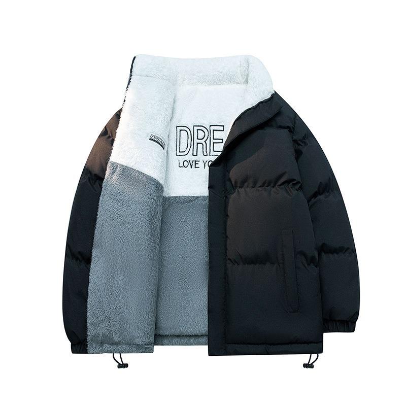 New Winter Velvet Stand-up Collar Double-sided Trendy Brand Cotton-padded Clothes Couple Fashion Warm Cotton Clothes Double-sided Sheep