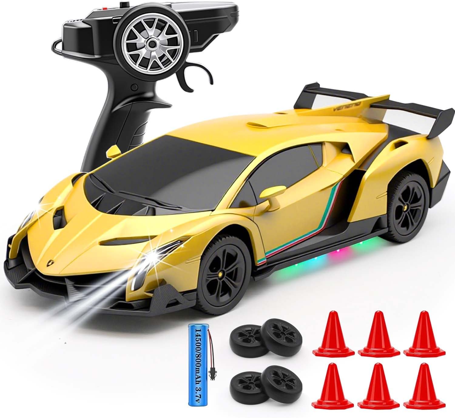 

Remote Control Car 1:24 Officially Licensed Lambo veneno RC Drift Car with LED Lights 2.4GHz 4WD 15KM/H Fast Speed Control Rechargeable Battery 800mah
