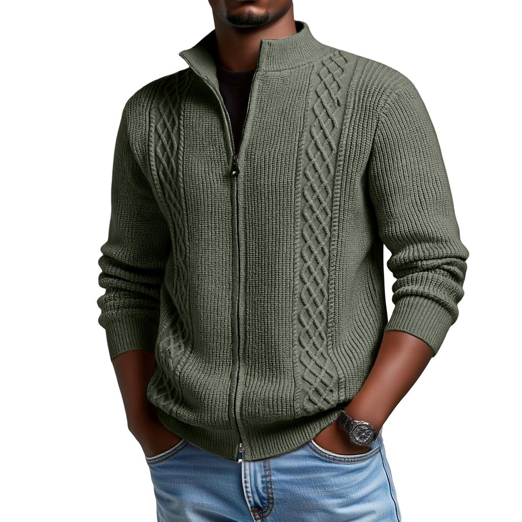 Men's  Standing   Collar  Self-Cultivation  Leisure  Cardigan  Knitting  Sweater  Coat