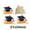 10Pcs Enamel Graduation Hat Charms Pendant for Necklaces Earrings DIY Jewelry Making Decorations Accessories Findings