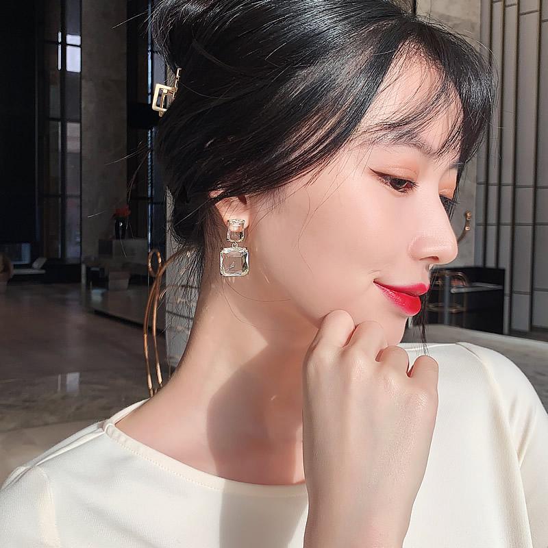 2026 new transparent glass block women's Earrings luxury Party Jewelry sexy girls unusual Christmas Earrings Fashion Accessories