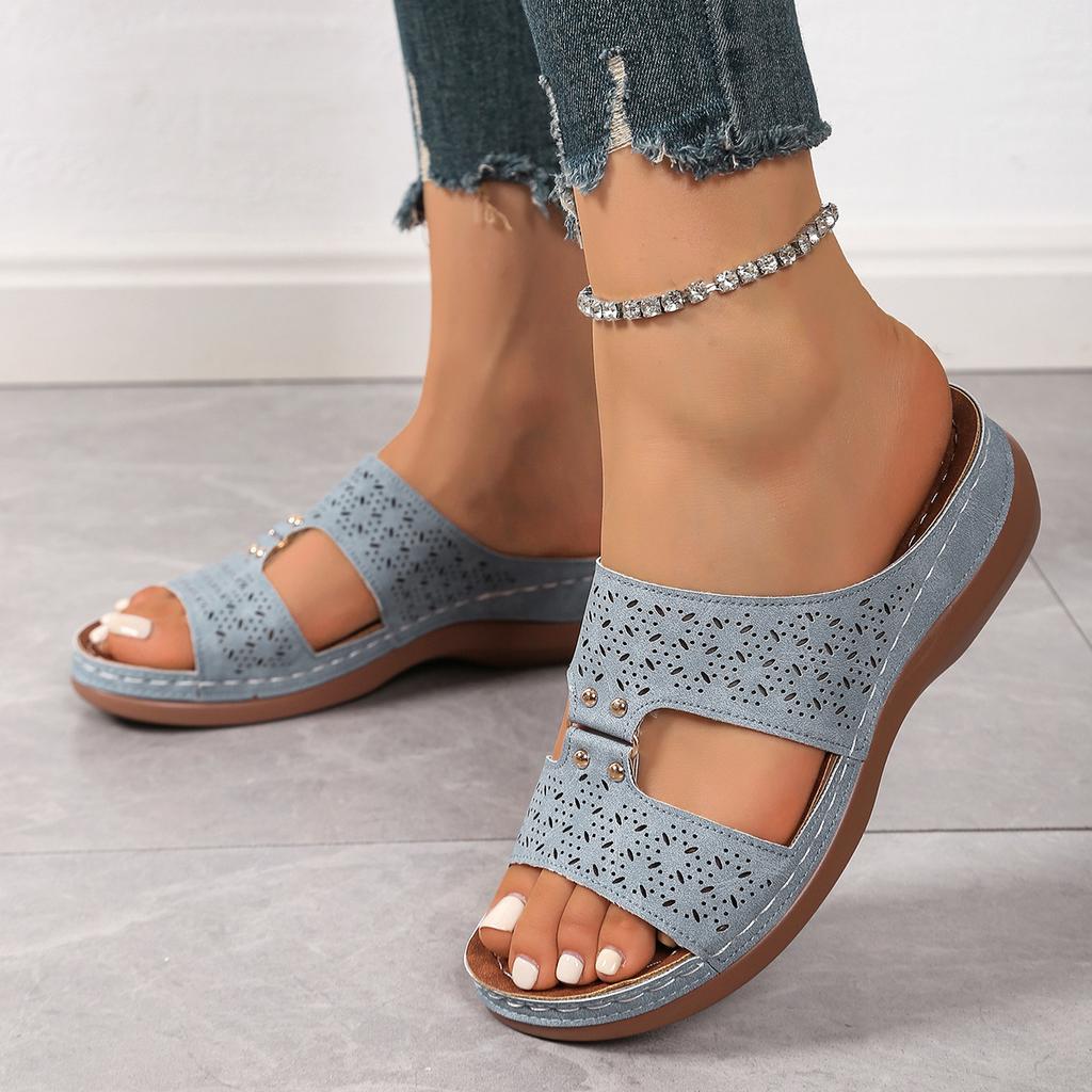 Summer thick-soled slippers large size casual fish mouth I-shaped thick-soled beach slippers