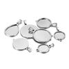 5Pcs Stainless Steel 18*25mm Drop Cabochon Cameo Base Setting Charms Round 15mm Connectors Pendant Necklace Jewelry Findings