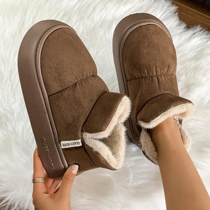 

Хлебные туфли зимние мягкие теплые тапочки на толстой подошве плюшевые парные всеохватывающий задник хлопковые туфли женские 41 темный кофе