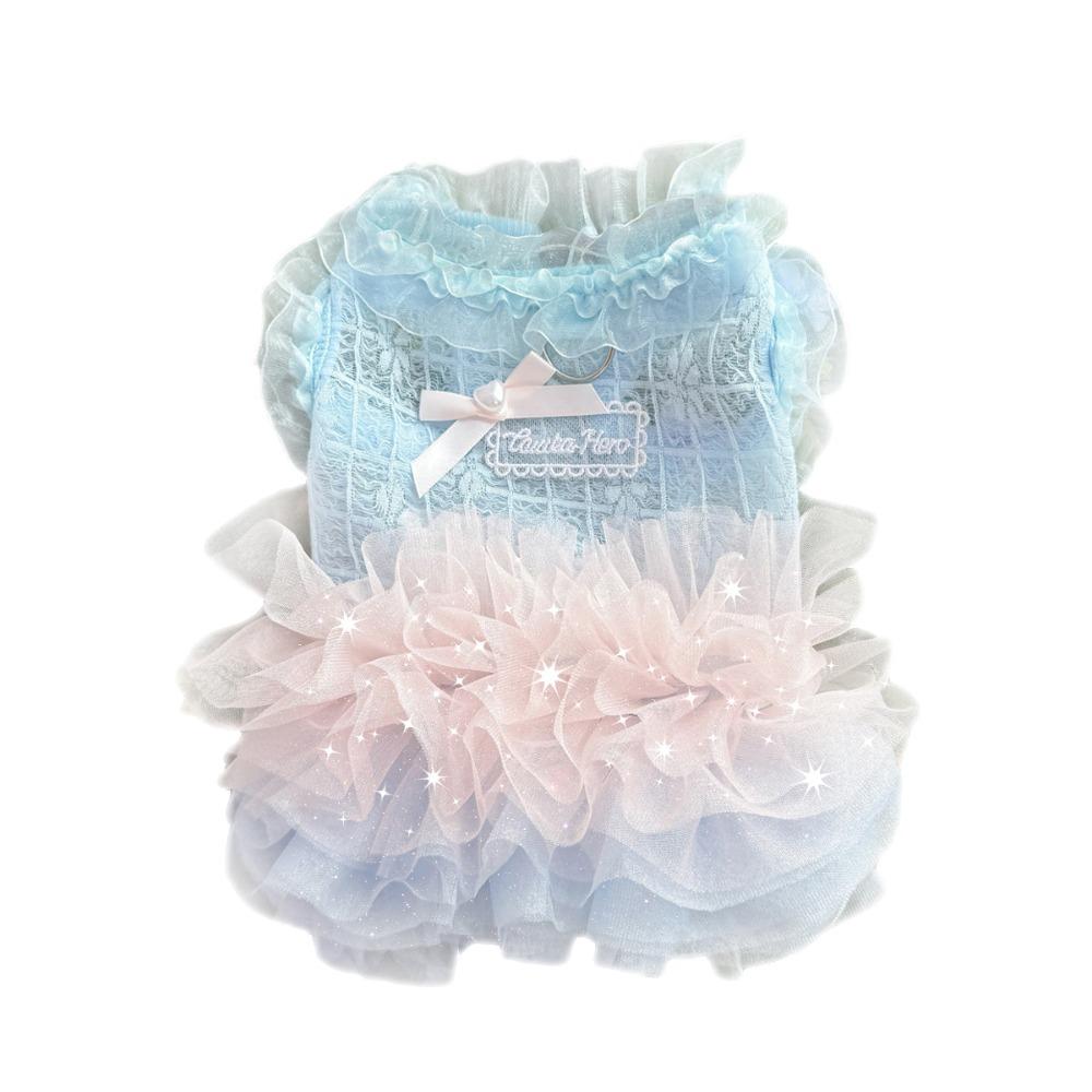 Lace Bow Pet Mesh Dress Cute Pet Clothes Fashion Dog Princess Skirt  Spring Summer