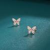 Light Luxury Butterfly Earrings Temperament Versatile New Diamond-encrusted Thin High-end Stud Earrings