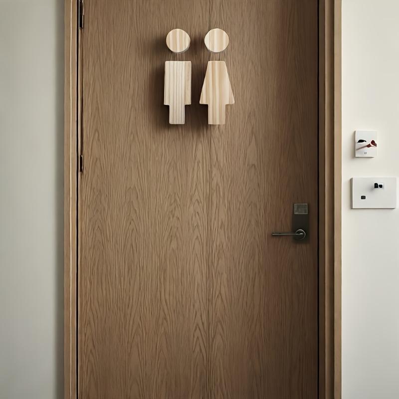 2PCS Wooden Bathroom Sign for Men's and Women's Restroom Doors Suitable for Home and Office, Bathroom Accessories