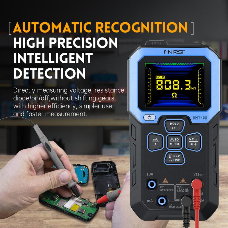 FNIRSI DMT-99 Digital DMM 9999 Counts Smart Professional Tester 1000V 10A True RMS Auto Range AC DC Ohm Hz Capacitance