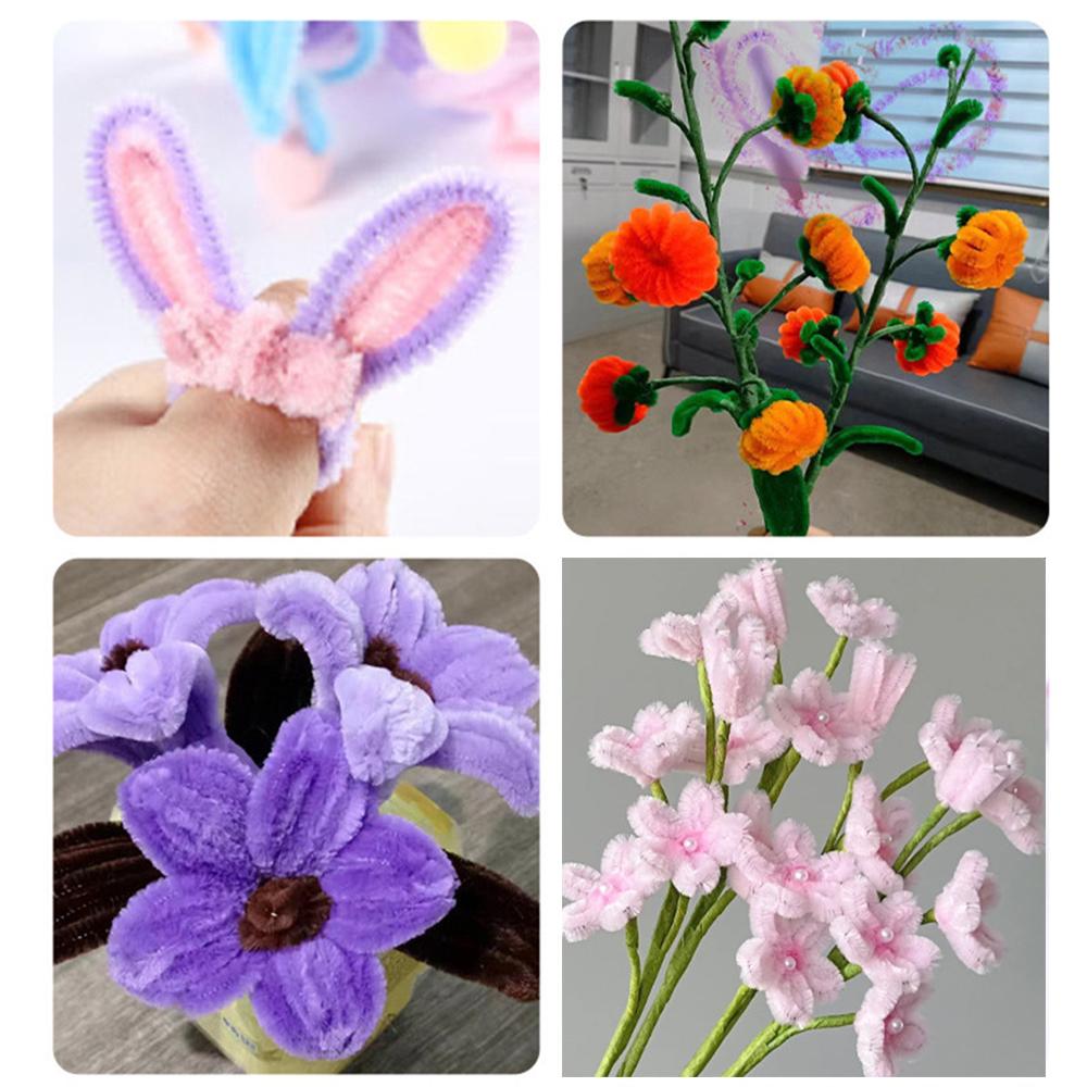 100Pcs 30cm Colorful Chenille Stem Twisted Rod Wool Root Fluffy Bar Iron Wire for DIY Handcraft Twisting Decor Jewelry Supplies