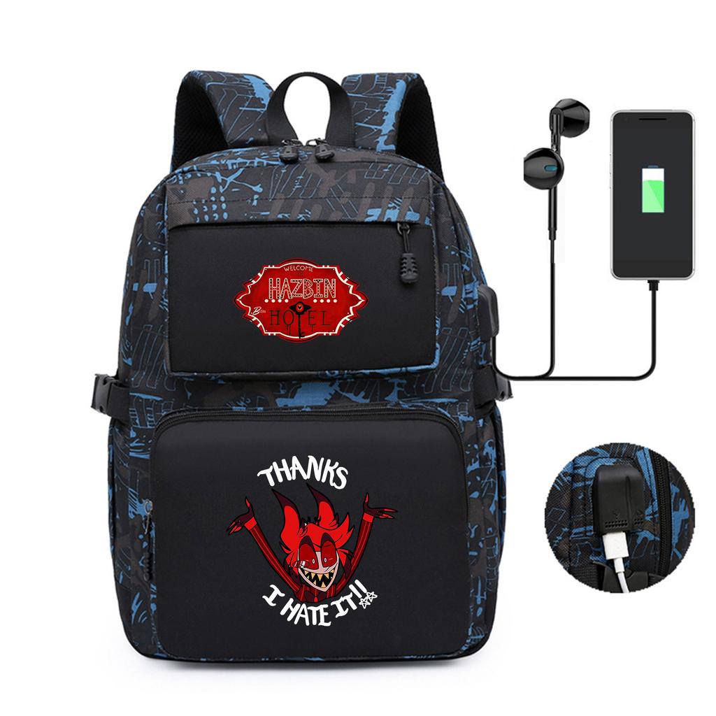 Hell Inn Peripheral Printed Backpack Youth Student School Bag Usb Computer Bag Backpack Men And Women