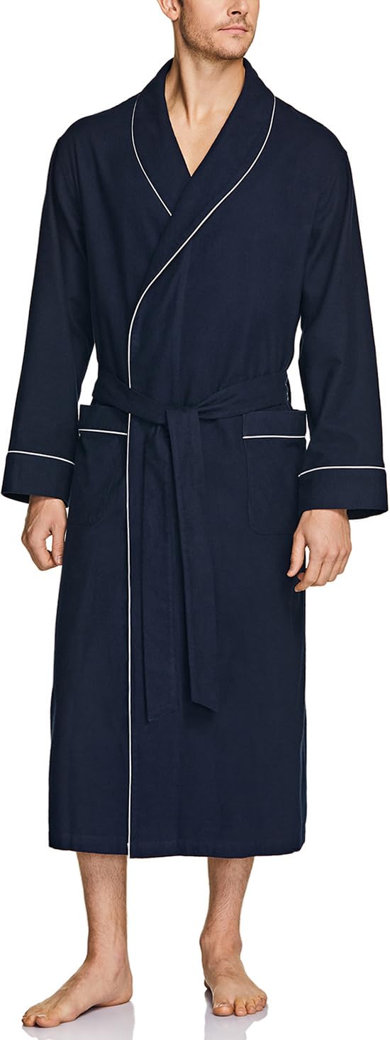 

CQR Дышащая и легкая пижама Хлопок Свободная Однотонная и в клетку Время купания Плюс носимое одеяло Мужской халат, Халат, 100% Фланель, Посадка, Узоры,