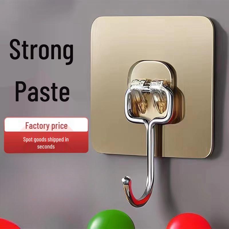 Durable Adhesive Stainless Steel Wall Hook for Heavy Duty Kitchen Use