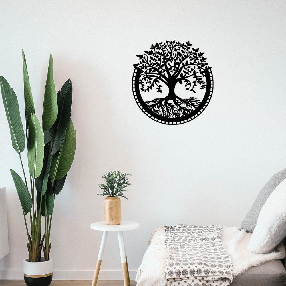 Metal Wall Art Tree of Life Yin Yang 3D Silhouette Home Decor Iron Sculpture