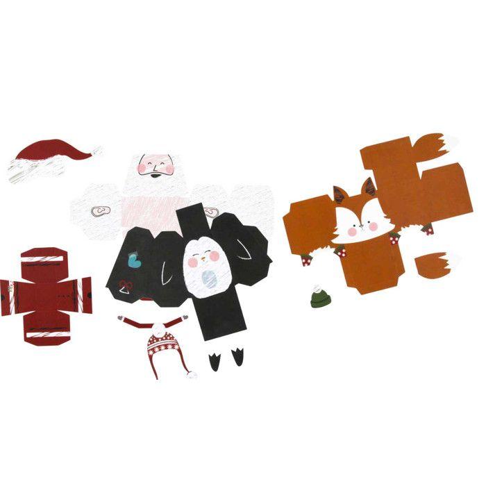 Personnage de Noël en papier à monter 3 pièces