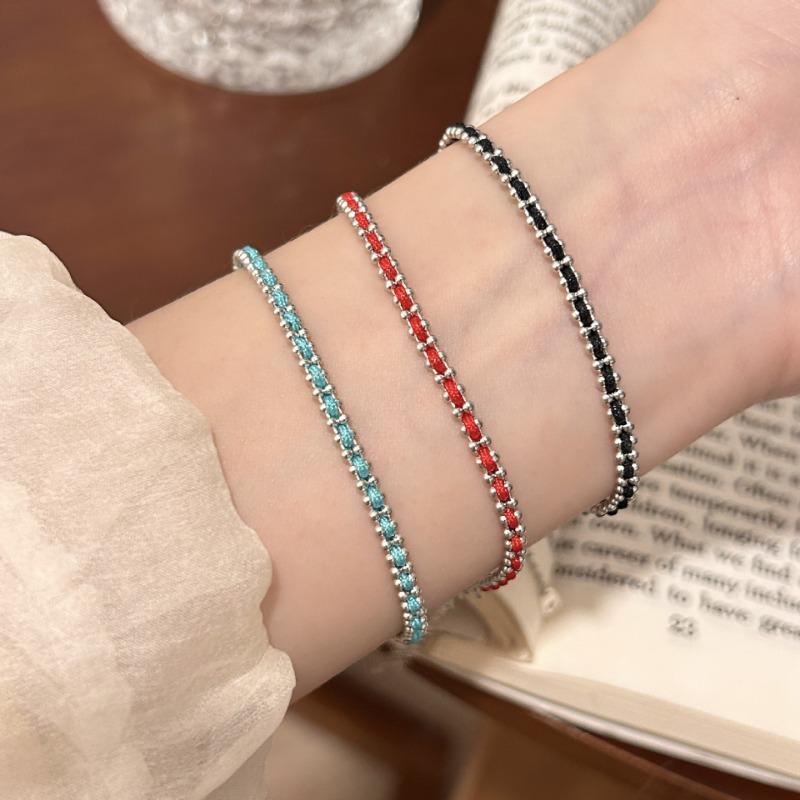 Minimalist Retro Hand Woven Red Rope Bracelet Niche Premium Versatile Women Jewelry
