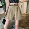 Women's Loose High-waisted Wide-leg Pants Thin Suit Shorts Summertime Korean Version Rolled-up Casual Shorts