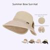 Weave Women Sun Hat Large Bow Sunscreen Bucket Hat Portable Straw Hat  Travel