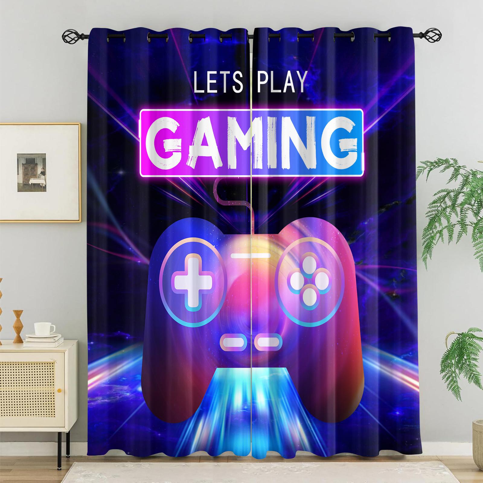 

Set Of 2 Gamer Room Decor Gamepad Printed Curtain Bedroom Kitchen Dining Living Study Office Bathroom For Made Polyester W100*H70(CM)-Rod Pocket&1PCS