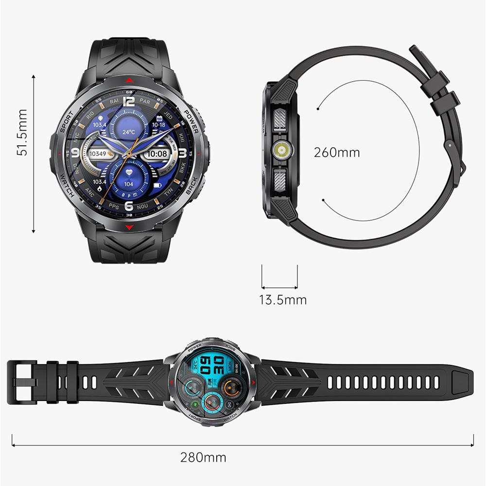 Sports Fitness Smartwatch Health Women Smart Watches Men Flashlight Compass 1100mah Ultra Long Battery BT Call 3ATM Waterproof