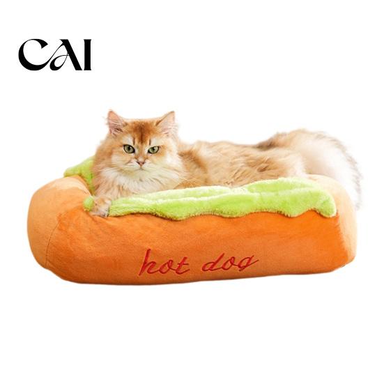 Duurzaam Polyester Huisdierenhuis Hotdog Bed, Verwijderbare Wasbare Mat, Gezellig Pluche Nest Warme Mat Schattig Bed voor Kleine Honden Katten Binnengebruik