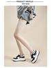 2024 Women's White Genuine Leather Height-Increasing Round Toe Casual Sneakers