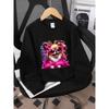 Kids Crewneck Sweatshirt, Cute Dog with Pink Fur Bow & Glasses Graphic Print,Spring Autumn Casual Sport Tops