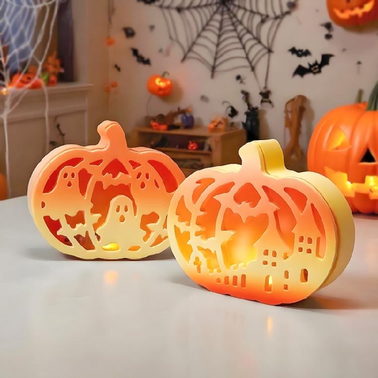 Hollow Out Pumpkins Ghostly Silicone Molds DIY Halloween Craft Storage Box Decoration Resins Ornamentation for Adults