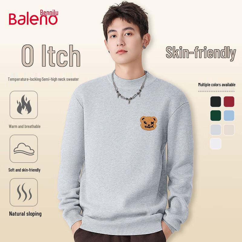 

Baleno Men s Mock Neck JP Felt Bear X Knit Sweater 3XL