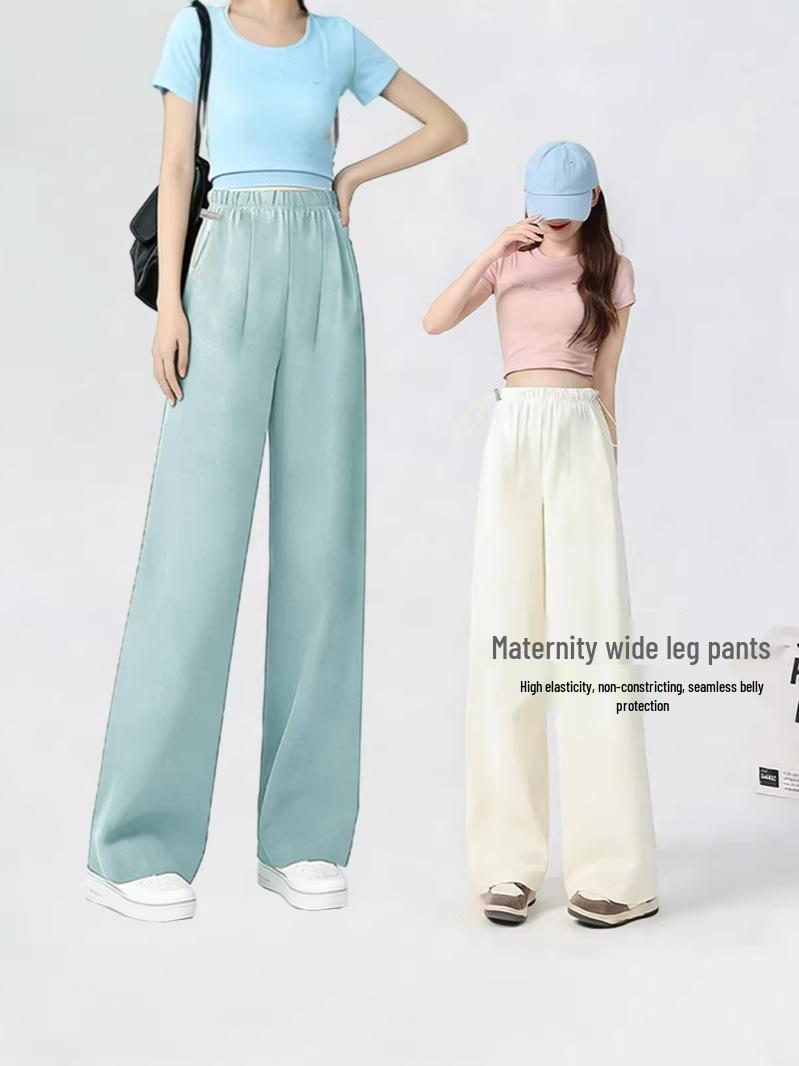 

Yamamoto Maternity Wide-Leg Quick-Dry Pants - Summer Fashion Loose Fit, Plus Size Long Outerwear & Base Layer M (Below 110) синій