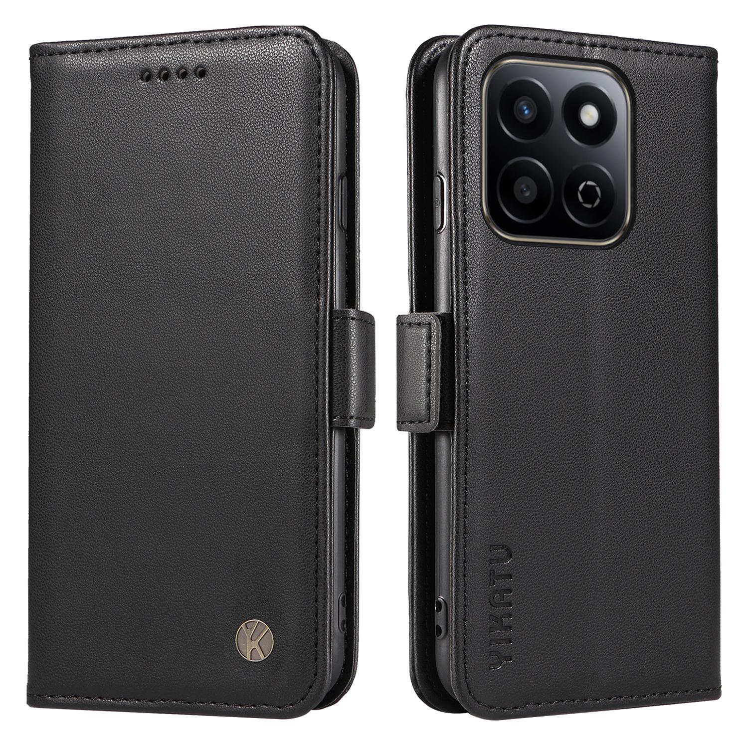 

YIKATU YK-003 For Honor Play 60 Plus 5G/Play 9T/X7c 4G/200 Smart 5G Case Wallet Stand Leather Phone Cover Black