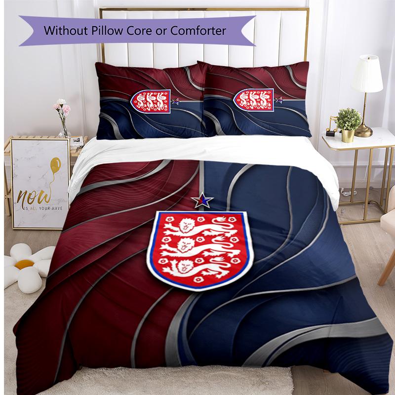 England Football Printed Bedding 3 Piece Set Cozy Breathable Bed Cover Set As Housewarming Holiday Gift
