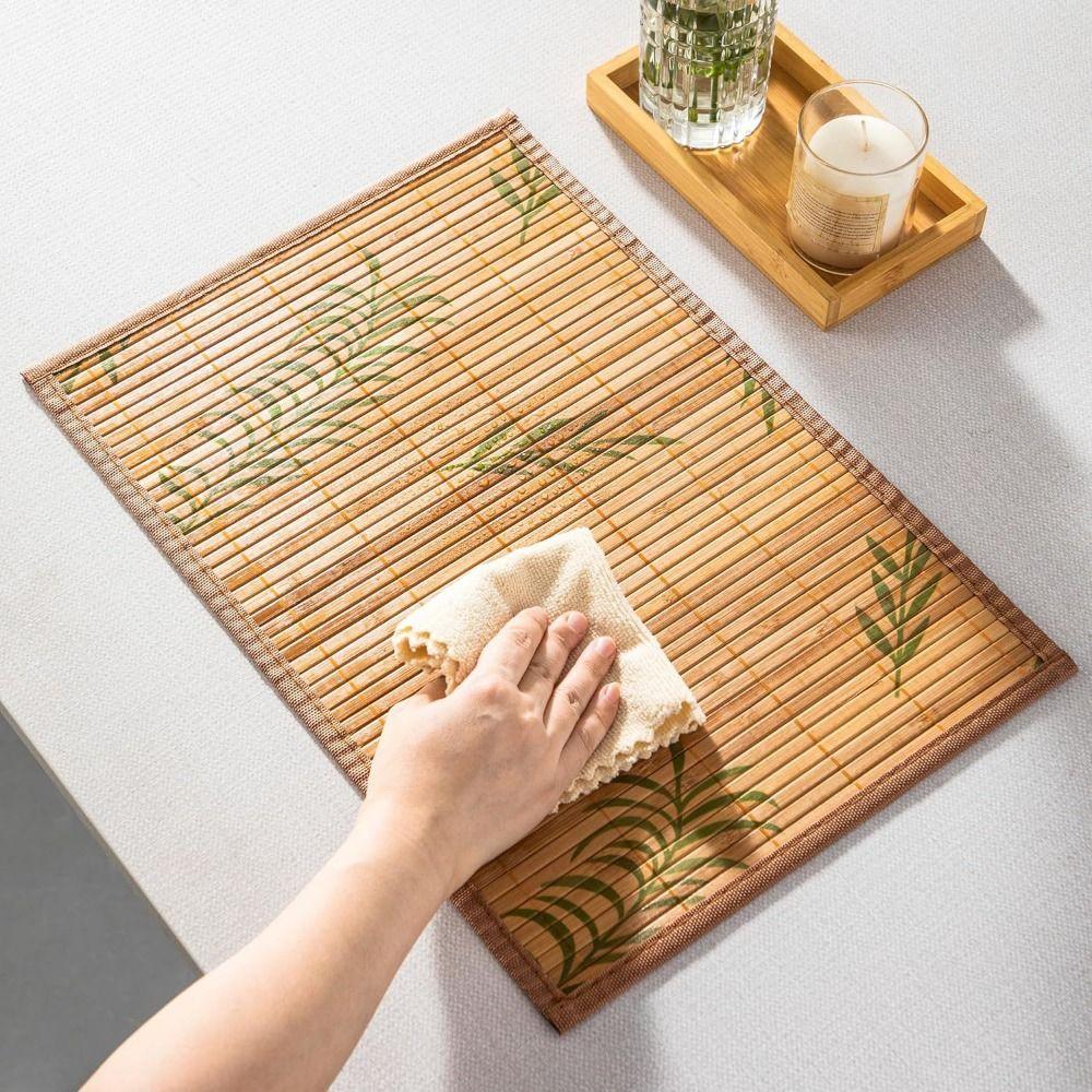 Vintage Bamboo Placemat Foldable Heat Insulation Pad Table Decoration Tableware Pad  Family Party