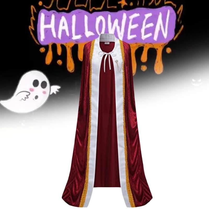 Unisex Velvet Halloween King Cape With Embroidery For Costume Parties