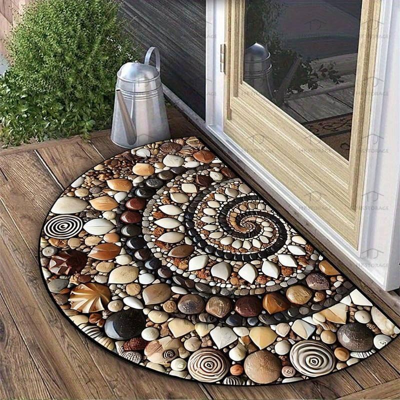 Retro Semicircular Entryway Mat – Crystal Velvet, Dirt-Resistant & Easy-Clean