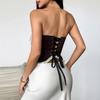 Sexy Vintage Strapless Tops Sleeveless Bow Lace Spliced Backless Bandage Camis Ladies Slim Sexy Streetwear Corset