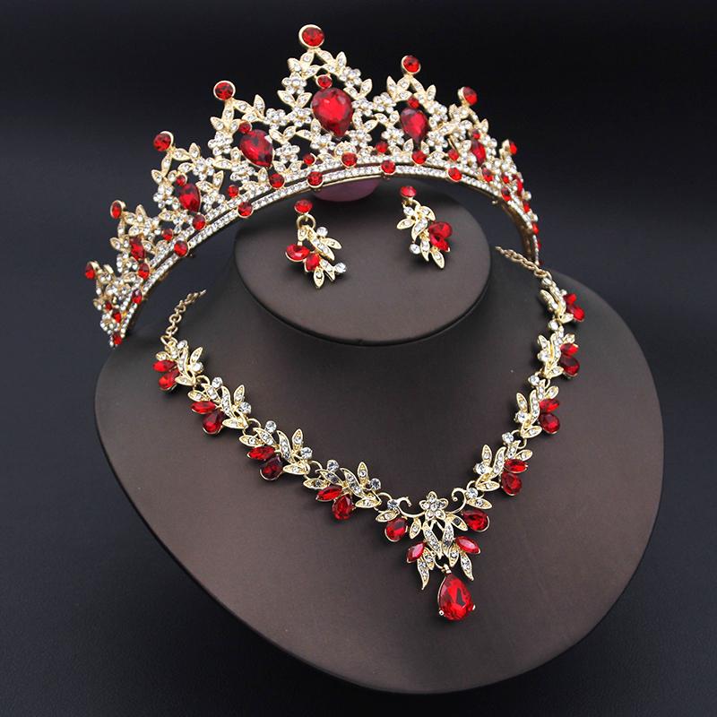 Princess Crown Jewelry Sets for Women Tiaras Wedding Necklace Earrings Sets Girls Party Prom Costume Jewelry Set