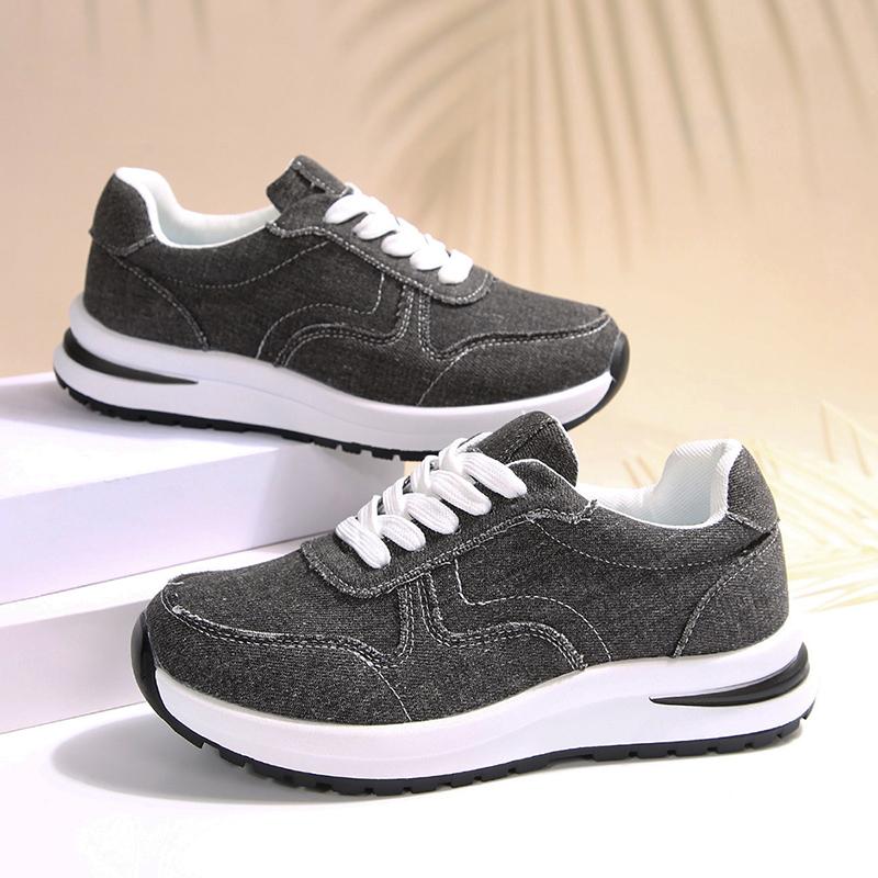 

Модная женская весенне-осенняя повседневная спортивная обувь больших размеров, модные синие джинсовые кроссовки на платформе, женская обувь для ходьбы с толстой подошвой и нескользящей подошвой 43 чёрный