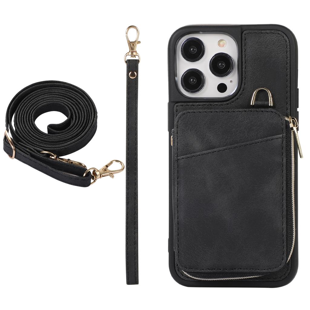 Crossbody Leather Zipper Wallet Cards Bag Phone Case for iPhone 14 Pro Max 15 13 12 11 XS XR X SE 2022 8 7 6 6S Plus Stand Cover