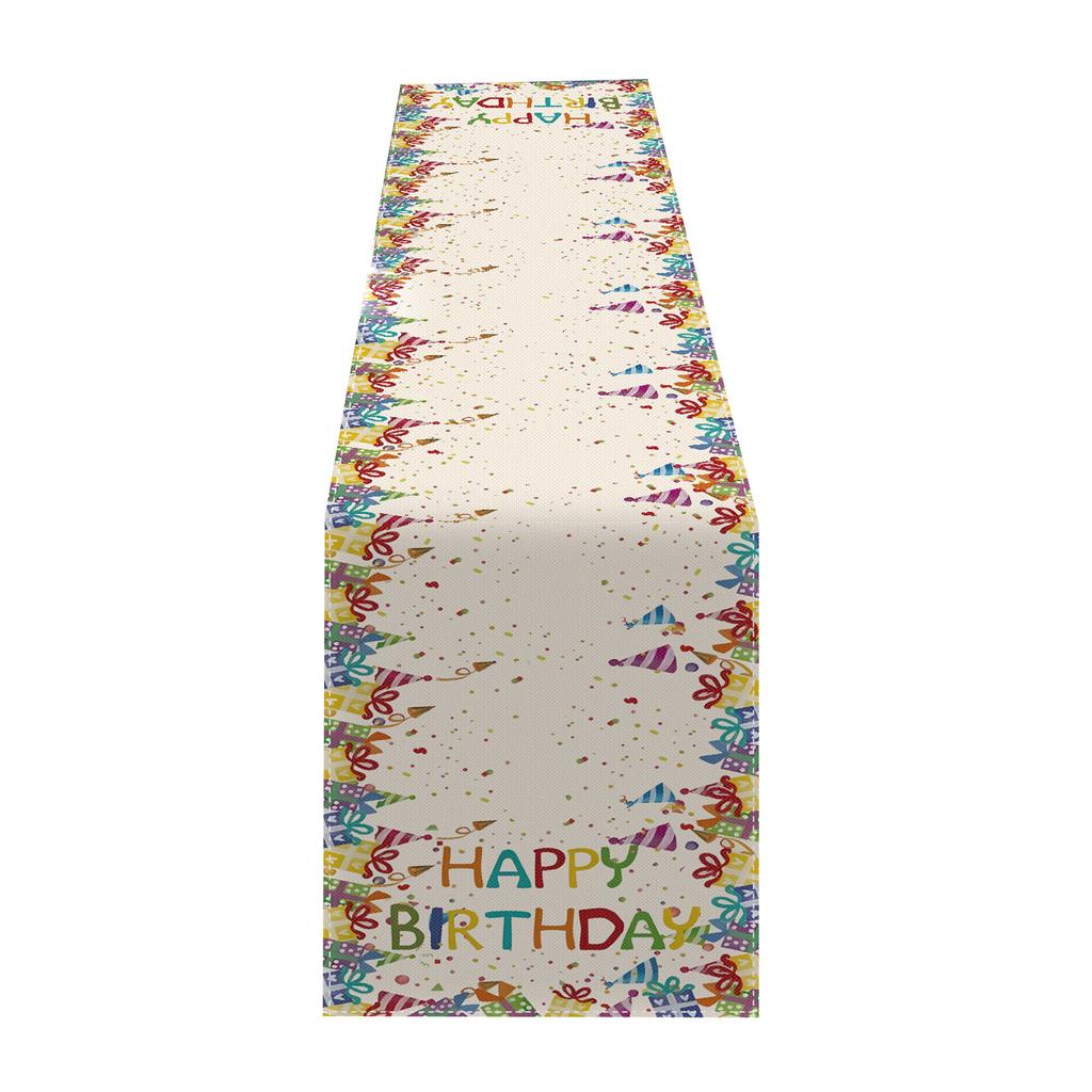 Colorful Table Runner Happy Birthday Anniversary Table Runner Table Decor Personalized Party Gathering Tablecloth