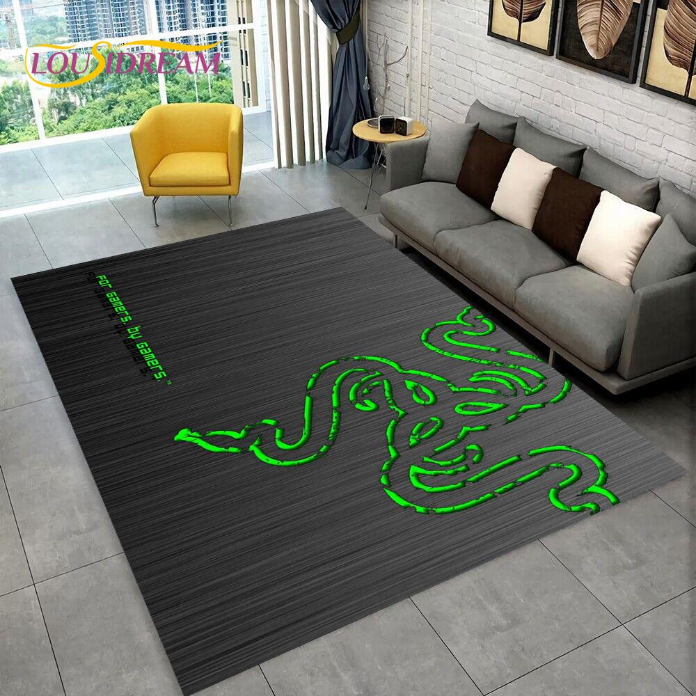 3D Razer Logo Game Gamer Snake Carpet Rug for Home Living Room Bedroom Sofa Doormat Decor,kids Play Area Rug Non-slip Floor Mat