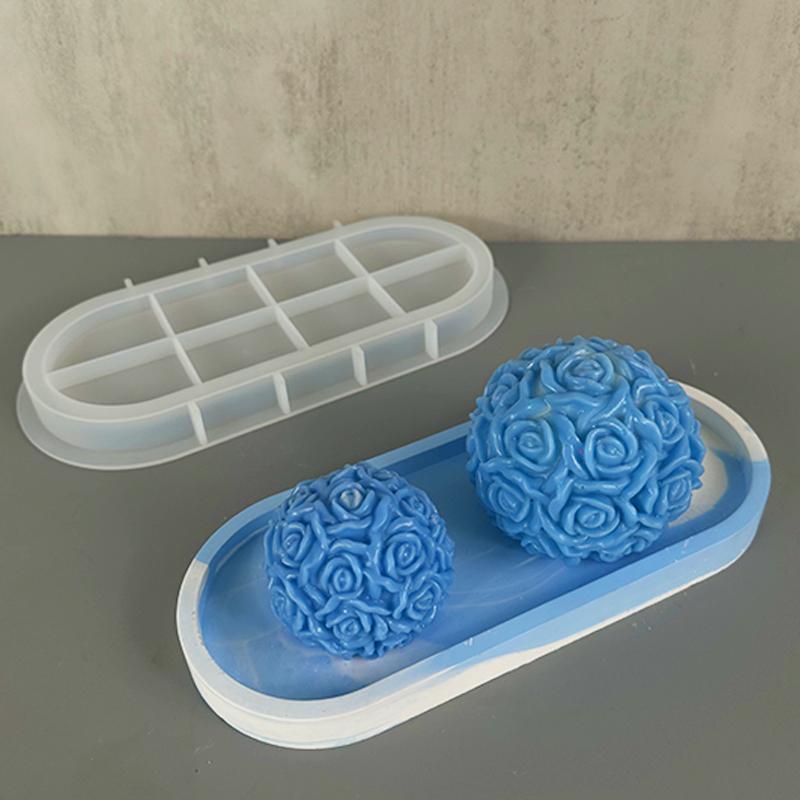 Silicone Gypsum Storage Tray Molds Oval Shape Jewelry Display Dish Concrete Cement Mold Handmade Resin Coaster Making Mould Tool